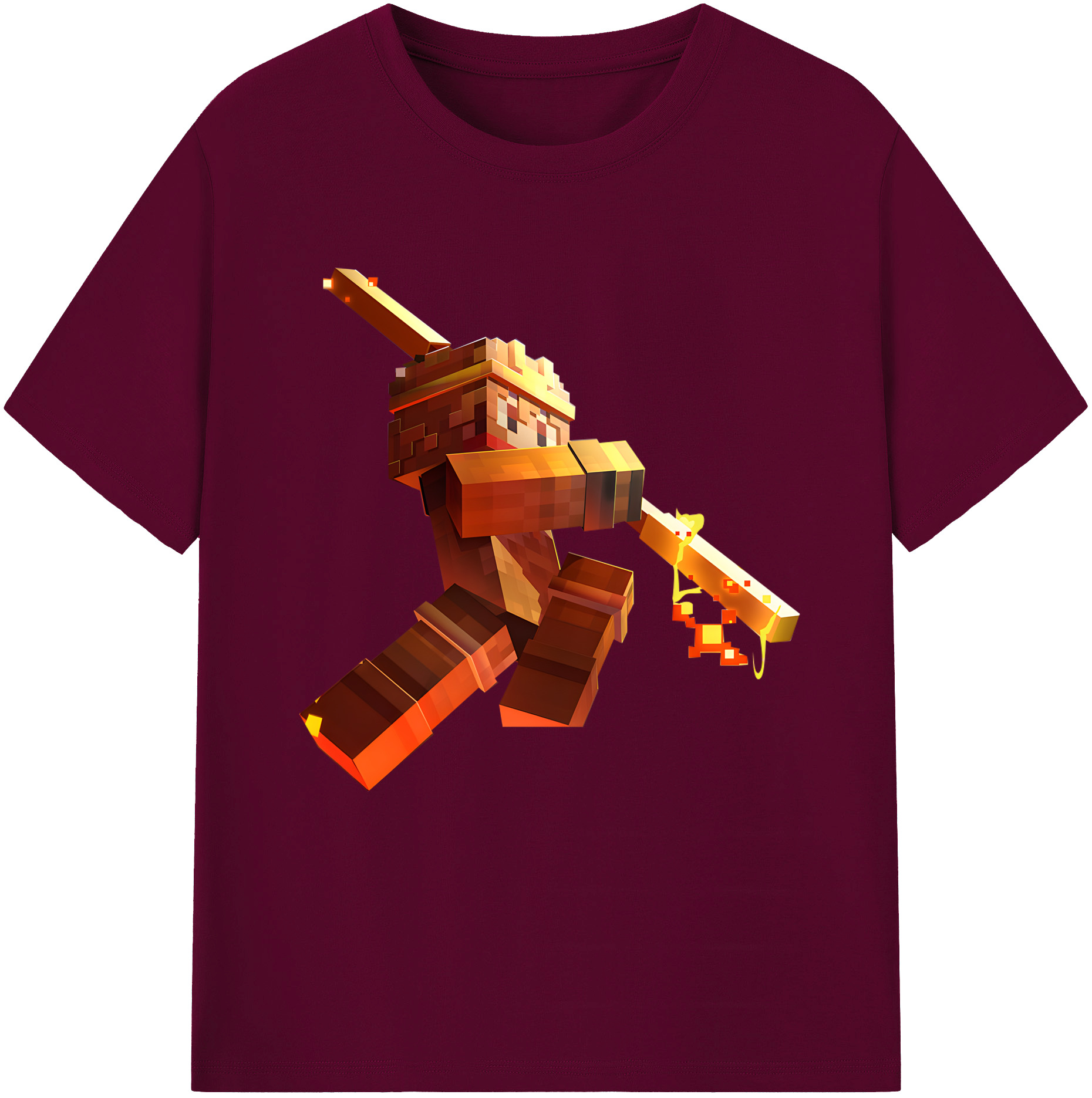 （画像用） マインクラフト ブロックの世界 Minecraft MC Block world レディースカジュアルプリントTシャツ（綿100％）